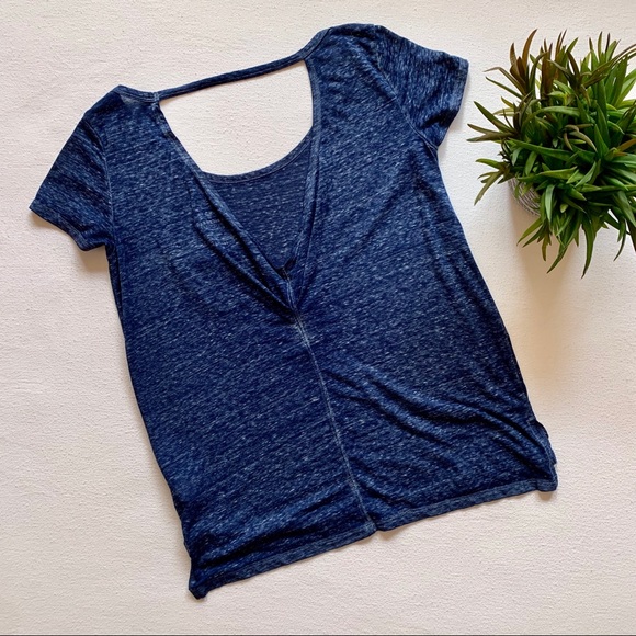 American Eagle Open Back T-shirt Navy Size X-Small - Picture 3 of 5